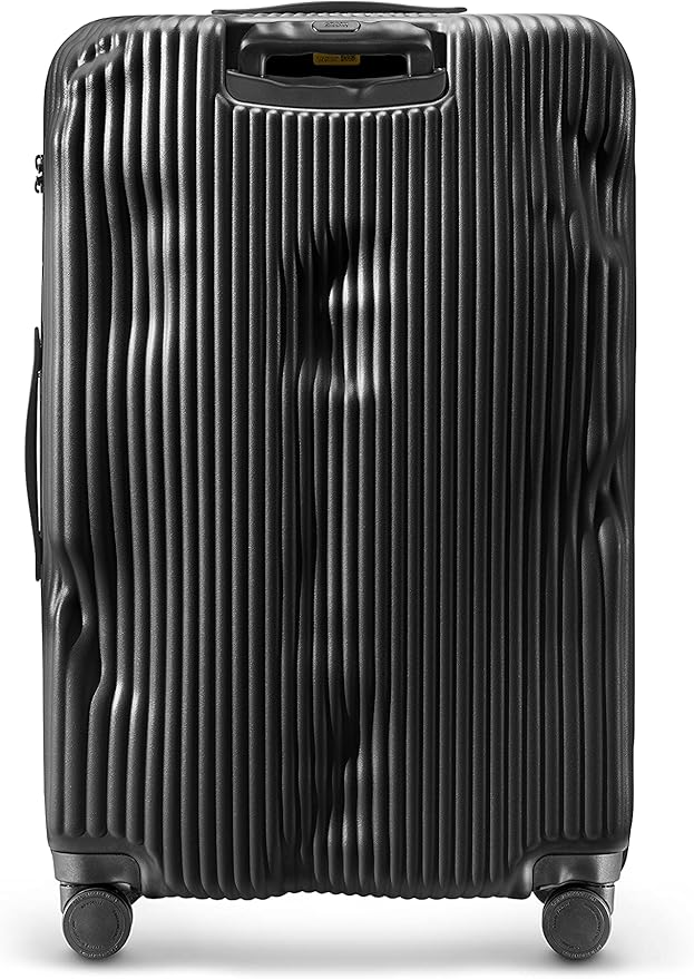 CRASH BAGGAGE Stripe Suitcase | Black | 100L | 100% Polycarbonate, TSA-Approved Lock, 360° Spinning Wheels
