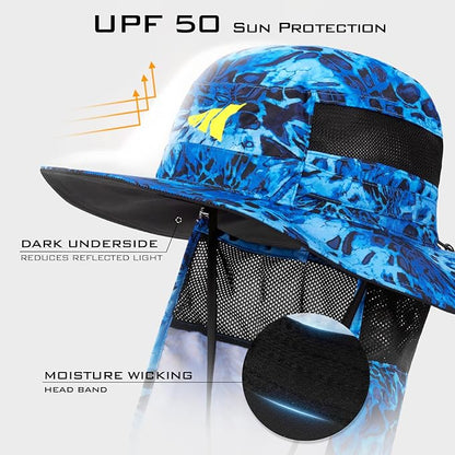 KastKing UPF 50 Boonie Hat Fishing Hat with Removable Neck Flap Sun Hats for Men