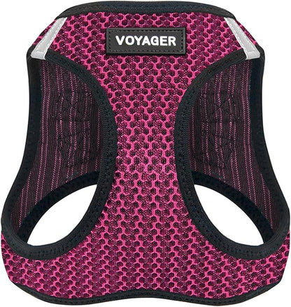 Best Pet Supplies Voyager Step-in Air Harness - All Weather Mesh, Reflective, No Pull Harness for Dogs, Cats - Secure with Hook & Loop Fastener, Buckle, Double D-Rings - Fuchsia 2-Tone, XL