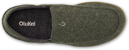 OLUKAI Moloa Hulu Men's Wool-Blend Slippers, Soft & Heathered Knit Slip On Shoes, Suede Leather Foxing, Drop-In Heel Design