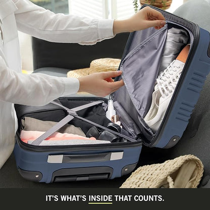 Kenneth Cole REACTION Out of Bounds Lightweight Hardshell 4-Wheel Spinner Luggage, Naval, 20-Inch Carry On
