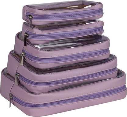 TSA Approved 5-Piece Diaper Bag Organizer Pouch Set Clear Waterproof TPU Kids Toiletry Storage Set Travel Packing Clutch Cube Bags for Baby Nursing