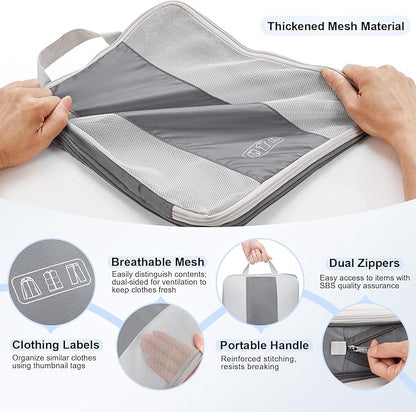 8 Set Compression Packing Cubes for Travel Essentials,Compressible Expandable Packing Cubes for Suitcase,OlarHike Luggage Organizer Bags for Travel,Handy Helper for Organizing Clothes(Gray)