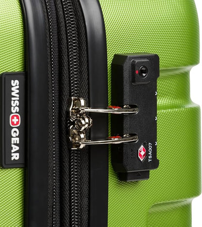 SwissGear 7366 Signature Hardside Expandable Luggage with Spinner Wheels, TSA Lock, Green, Checked-Medium 23-Inch