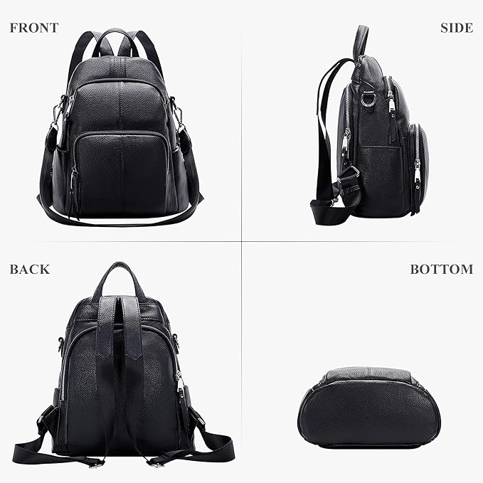 ALTOSY Soft Leather Backpack Purse For Women -theft Backpacks Versatile Shoulder Bag（S81 Black）
