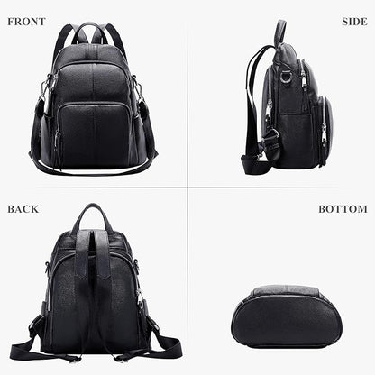 ALTOSY Soft Leather Backpack Purse For Women -theft Backpacks Versatile Shoulder Bag（S81 Black）