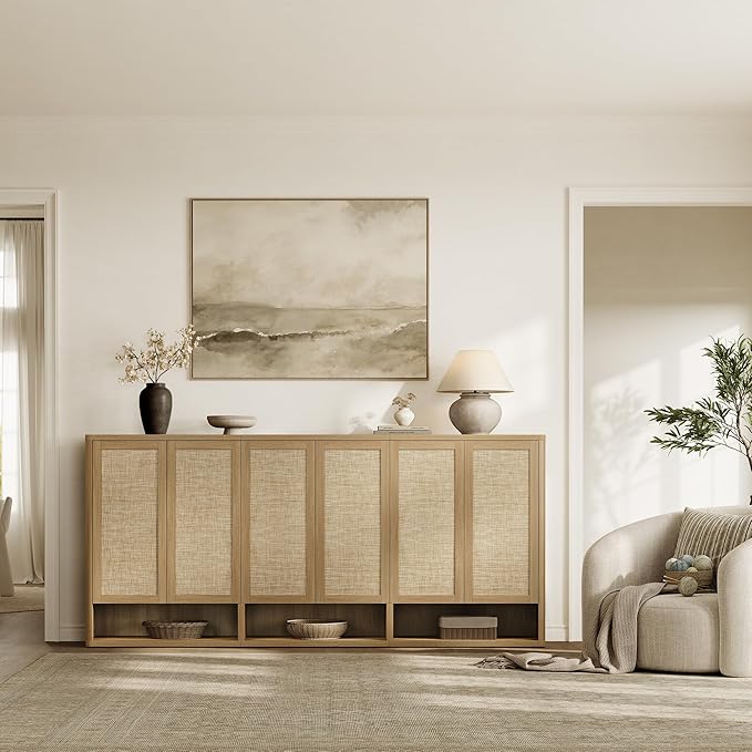 SICOTAS Rattan Shoe Storage Cabinet - Modular Shoe Cabinets with Door Tall Large Shoe Cabinet Storage for Entryway - 96.8" Wide Modular Cabinet for Hallway, Living Room