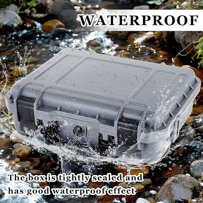1 Pcs 8.5 x 6.5 x 3.7 Inch Waterproof Hard Case with DIY Customizable Foam Insert Portable Protective Case with Knife for Camera Drones Equipments Tools Test Instruments (Gray)