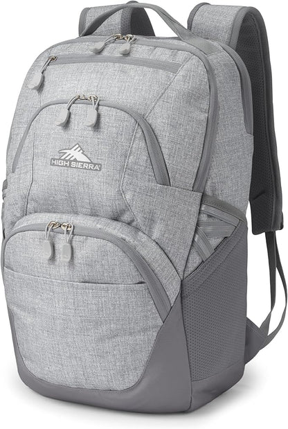 High Sierra Swoop SG Backpack, Travel or Work Laptop Bookbag with Drop Protection Pocket, and Tablet Sleeve, One Size, Silver Heather