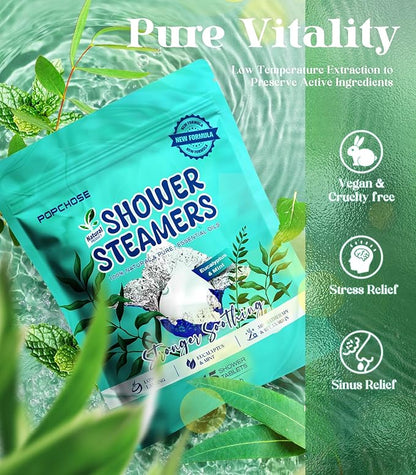 POPCHOSE Shower Steamers Aromatherapy - Christmas Stocking Stuffers for Women & Men, Eucalyptus for Shower with Natural Essential Oils, Home SPA & Self Care Relaxation, Quick Relief Nasal Congestion