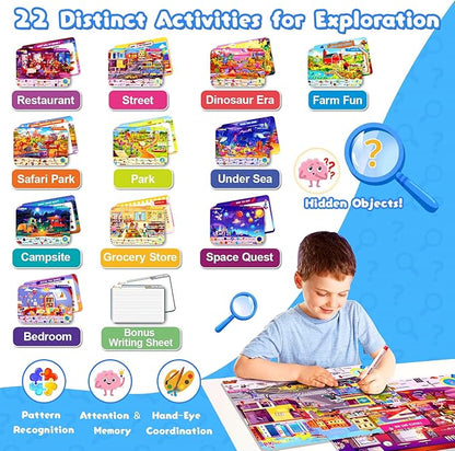 Search and Find Game Books - Preschool Learning Activities for Kids Age 3-8, Travel Games for or Road Trip Car Airplane, Educational Seek Activity Birthday Gifts for Boys and Girls