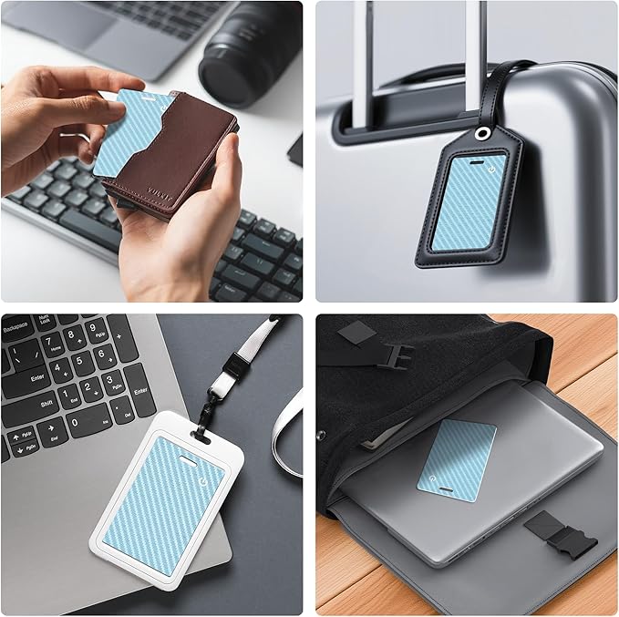 [Apple MFi Certified] Wallet Tracker Card with Apple Find My (iOS Only) Rechargeable Air Tracker Tags Bluetooth Wallet Finder IP68 Waterproof GPS Tracker Item Finder for Keys, Bags, Passport Blue