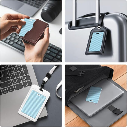 [Apple MFi Certified] Wallet Tracker Card with Apple Find My (iOS Only) Rechargeable Air Tracker Tags Bluetooth Wallet Finder IP68 Waterproof GPS Tracker Item Finder for Keys, Bags, Passport Blue