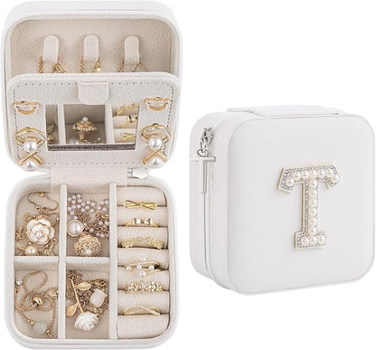 Birthday Gifts For Women, Initial Jewelry Box, Travel Jewelry Case, Gifts for Wife Girlfriend, Small Travel Jewelry Organizer, Gift for Girls, Graduation Gifts for Her, Bridesmaid Gifts