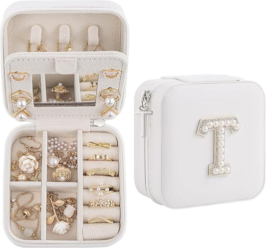 Birthday Gifts For Women, Initial Jewelry Box, Travel Jewelry Case, Gifts for Wife Girlfriend, Small Travel Jewelry Organizer, Gift for Girls, Graduation Gifts for Her, Bridesmaid Gifts