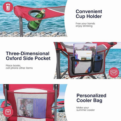 HIGH POINT SPORTS Oversized Portable Mesh Camping Folding Chair