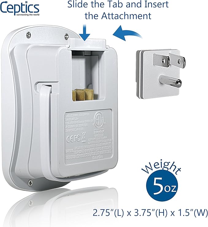 Ceptics International Plug Adapter Kit, World Safest Grounded 13 Adaptor Set Dual USB Ports - Travel Anywhere - Business Use - Perfect for Laptops, Cell Phones, Chargers - Surge Protection
