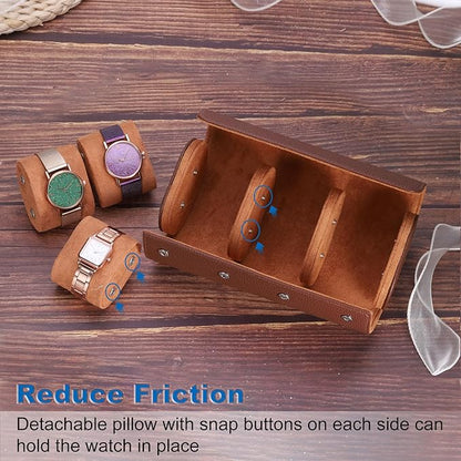 HARFINGTON Watch Roll Travel Case 2 Slot Portable Leather Watch Case for Men and Women, Watches Storage Organizer with Removable Pillows for Traveling, Display, Home Storage, Red