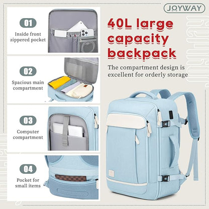 Joyway Expandable Luggage Sets 5 Piece, Lightweight Hard Shell Travel Suitcase Set with Spinner Wheels and TSA Lock (5 piece set，LightBlue)