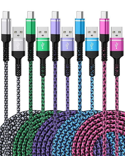 [6FT 5-Pack]USB A to USB C Cable, 60W USB Type C Fast Charging Cord, USB C Cable Compatible with iPhone 17/17Pro/16e/16Pro/Air, Galaxy S24 Ultra, S24+, S23, Z Fold6, Google Pixel 9 Pro XL/9Pro, Switch