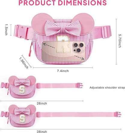 Initial Belt Bag Crossbody Bag Pink Fanny Pack Purse for Girl Kids - Birthday Gifts for 2 3 4 5 6 7 8 Year Old Girls, Christmas Gifts for Girls Kids Stocking Stuffers, Pink K
