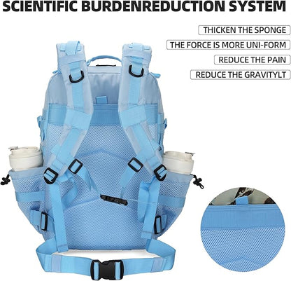 45L Tactical Assault Backpack 3 day assault pack with Molle Waterproof backpack Rucksack for Tactical Backpacks (Light blue)