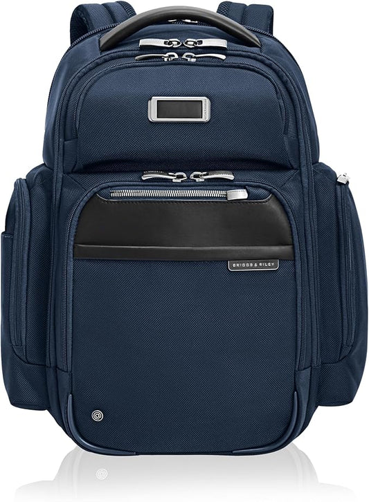 Briggs & Riley Medium Widemouth Backpack for Women & Men - Laptop Backpack, For Work & Travel, Lightweight & Durable, Padded Straps, Fits up to 15" Laptop - @work Collection, Navy