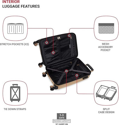 SwissGear 7272 Energie Expandable Hardside Luggage with Spinner Wheels and TSA Lock, Gold, Carry-On 19-Inch