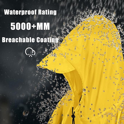 Coralrain Hooded Rain Poncho Lightweight Waterproof Unisex Raincoat Jacket with Pocket for Men Women Adult
