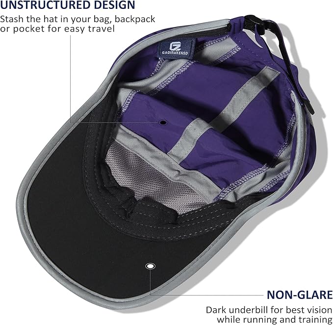 GADIEMKENSD Reflective Folding Outdoor Hat Unstructured Design UPF 50+ Sun Protection Sport Hats for Womens and Mens