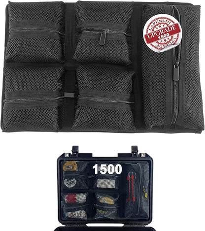 UPGRADED LAFENLIN Lid Organizer for Pelican 1500 Case, 5 Mesh Pockets Storage Organizer, Fits Camera Cases, Diving Dry Boxes, Hard Cases & Toolboxes, Includes Screws & Velcro, Durable, Thickening Mesh
