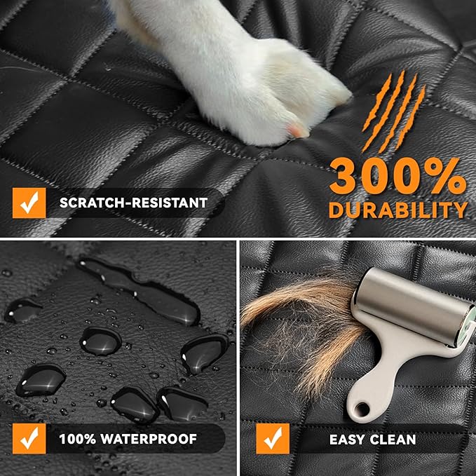 Car Front Seat Cover for Dogs, Waterproof PU Leather Car Seat Protector for Pets & Kids,Nonslip Scratchproof Front Passenger seat Covers Fits for Most Cars, Trucks, SUVs