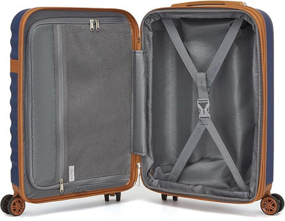 Kono Expandable 28 Inch Large Checked Luggage: ABS+PC Hardside Trolley Travel Case Hard Shell Suitcase with TSA Lock,Navy
