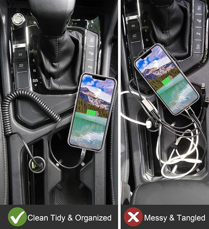KIYODA USB Type C to Lightning Cable 6FT 2Pack, Coiled iPhone Charger Fast Charging for CarPaly Short USBC iPhone Cord for iPhone14/13/12/11 Pro Max/iPad/CarPlay-Black