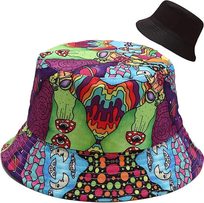 XYIYI Cute Bucket Hat Beach Fisherman Hats for Women, Reversible Double-Side-Wear