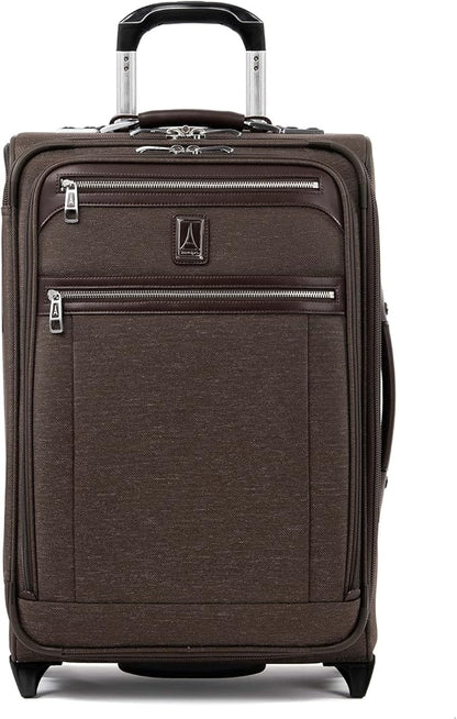 Travelpro Platinum Elite Softside Expandable Carry on Luggage, 2 Wheel Upright Suitcase, USB Port, Men and Women, Rich Espresso, Carry On 22-Inch
