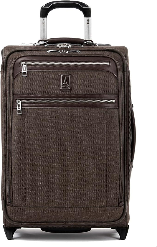 Travelpro Platinum Elite Softside Expandable Carry on Luggage, 2 Wheel Upright Suitcase, USB Port, Men and Women, Rich Espresso, Carry On 22-Inch