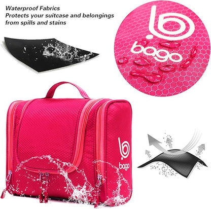 Bago Travel Toiletry Bag for Women and Men X-Large Waterproof Hanging Large Toiletry Bag for Bathroom and Travel Bag for Toiletries Organizer -Travel Makeup Bag (Pink)