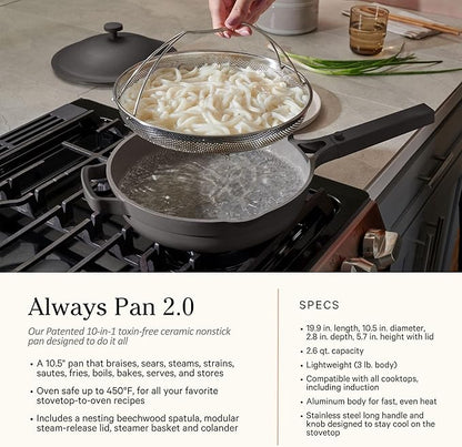 Our Place Cookware Duo - 7-Piece Set Including the Always Pan, Perfect Pot and Spatulas | Multifunctional, Toxin-Free Nonstick | Heat Safe up to 450°F | Oven, Stove, Induction Compatible | Blue Salt