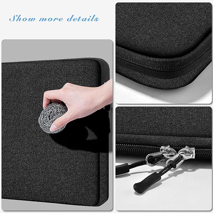 Slim Laptop Case 13.3 14 inch Sleeve, Rainproof & Shockproof Carrying Case for Notebooks Compatible with MacBook Pro 14" and All Models 13.3" MacBook Air/Pro, Most Popular 13"-14" PC,Black