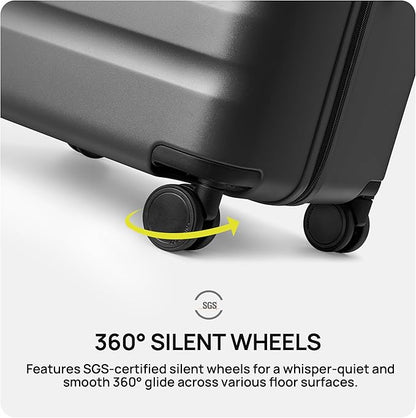 NINETYGO Carry On Luggage 22x14x9 Airline Approved, 20 Inch Luggage with Smooth Spinner Wheels, Lightweight, Hard Shell PC Suitcase Carry-On, Travel Luggage, TSA Approved (Black, Rhine Basic2.0)