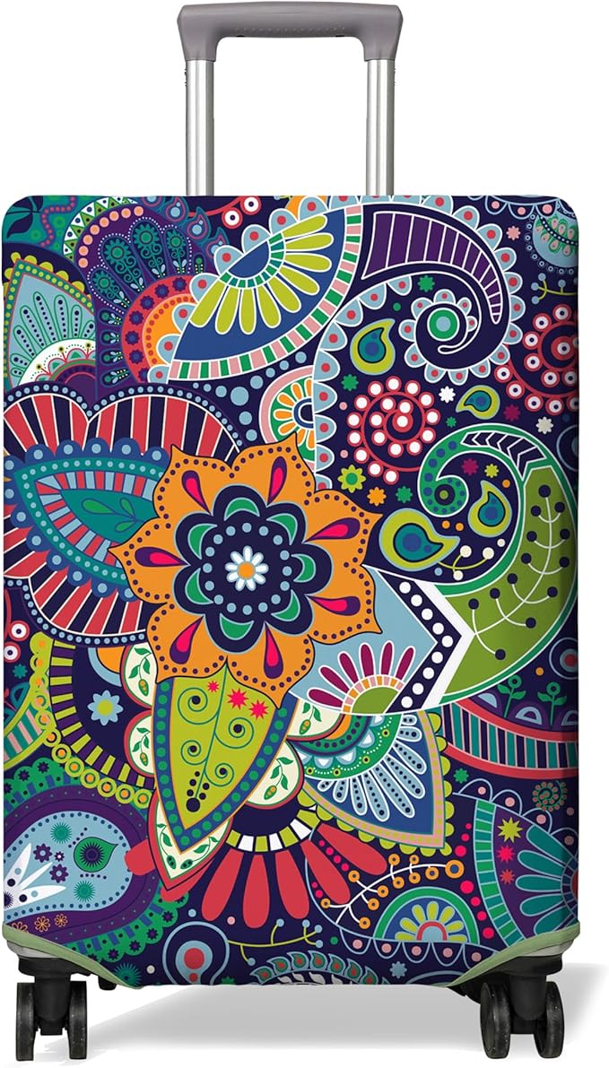 Travel Luggage Cover Suitcase Protector Fits 18-32 Inch Wheel Covers PatternedTravel Related Items Flower Luggage Protector Elastic M