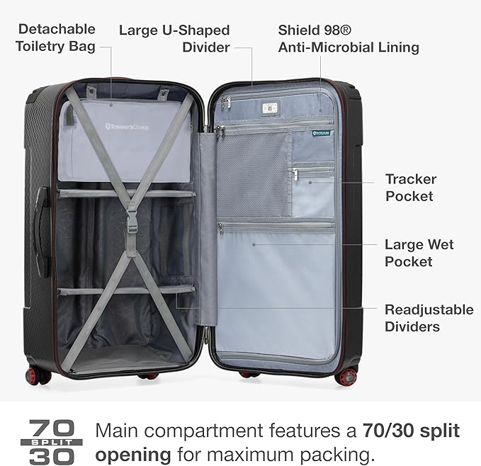 Traveler's Choice Maxporter II 30" Hardside Spinner Trunk Luggage, TSA Lock, Black