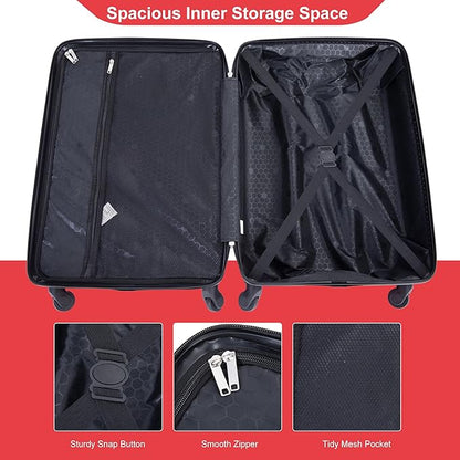 4-Piece Hardside Luggage Set with TSA Lock, Lightweight ABS Suitcases With Spinner Wheel Scratch Resistant, 16/20/24/28 inch, Vibrant Red
