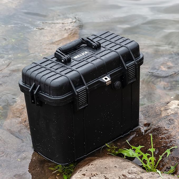 MEIJIA All Weather Waterproof Hard Camera Case With Customized Fit Foam Included, Elegant Black,Fit for Drones,camera,lens,16.26x8.66x13.39inches