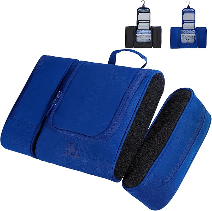 Travel Toiletry Bag for Women and Men - Hanging Cosmetic Travel Bag w/ 3 Detachable Organizer, Durable Hygiene Bag, Hanging Toiletry Bag Men or Makeup Case for Skincare - Royal Blue