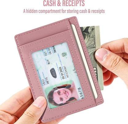 Travelambo Slim Wallet Front Pocket Minimalist Leather RFID Blocking Medium Size