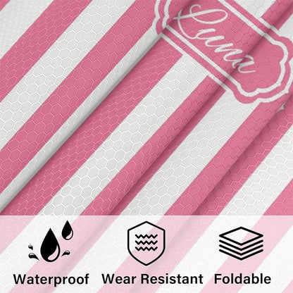 Custom 6 Set Compression Packing Cubes with Name Personalized Compressible Expandable Packing Organizers Luggage Carry On Suitcase Bags Travel Accessories Gifts, Deep Pink Stripe
