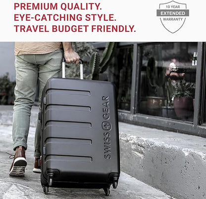 SwissGear 7366 Signature Hardside Expandable Luggage with Spinner Wheels, TSA Lock, Cup-Holder, Green, Carry-On 19-Inch