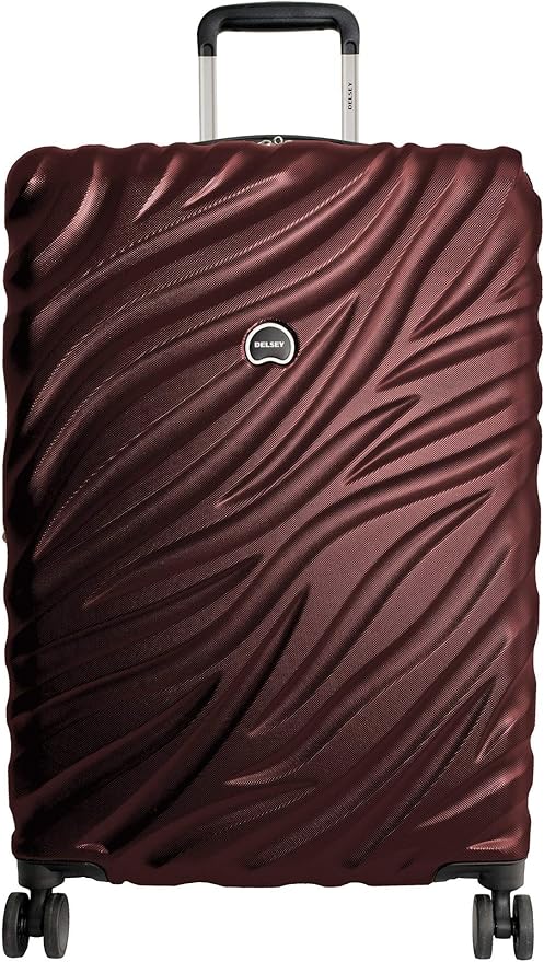 Delsey Paris Alexis Durable Hardside Luggage, Expandable Lightweight 4-Wheel Spinner, Easy Grip Telescoping Handle for Smooth Mobility, TSA-Lock Incorporated, Men and Women, Burgundy, Check-In 25-Inch